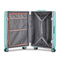 Valise rigide moderne personnalisable en gros, bagage de voyage unisexe avec doublure en polyester et cadre en aluminium incassable