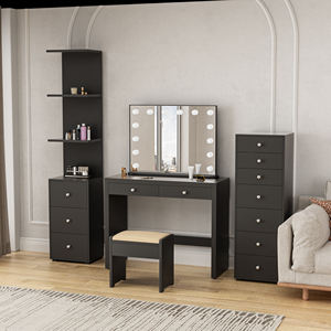 Vendita all'ingrosso calda moderna cassettone bianco con Led lampadine a specchio regolabile e resistente da tavolo per il trucco delle <span class=keywords><strong>donne</strong></span> per camera da letto Hotel - Product Image 5