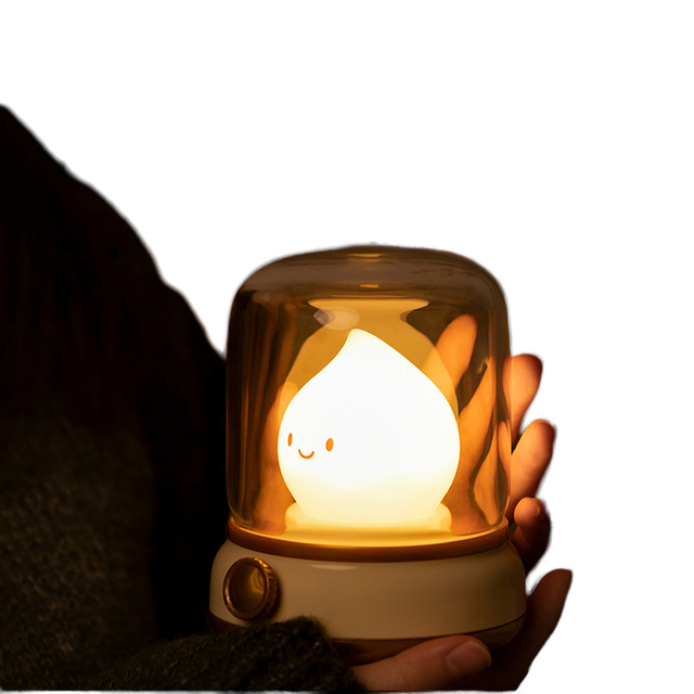 USB Rechargeable Retro Silicone Baby Night Light 3D Moon Modern Timer Function Warm White Color Changeable Kerosene LED Sensor