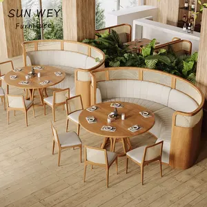 أثاث مطاعم شمال أوروبي أثاث مقاهي كشك بنصف دائري وطاولة مستديرة كرسي مطعم مقعد مع أطقم من الطاولات