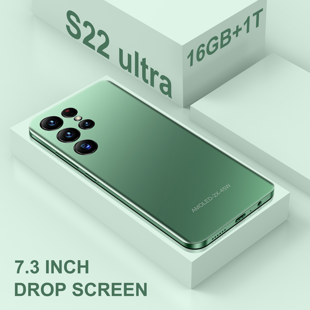 2023 Newest S22Ultra +16GB+1TB Smartphone 7.3Inch AMOLED Screen Android12.0 Smartphone Red Mi Fingerprint Unlocked Mobile Phone