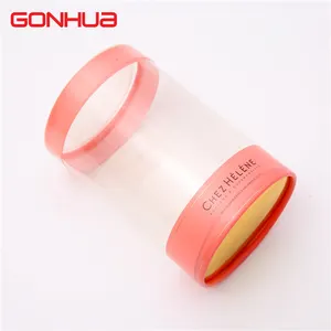 GONHUA Custom Logo Cylinder Gift Box Clear Transparent Printed Cosmetic Plastic PVC PET PP Round Tube Plastic Packaging With Lid