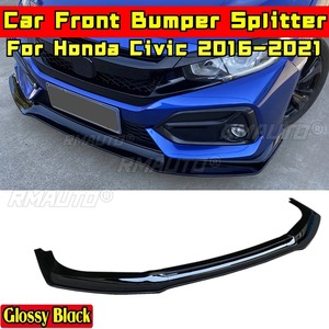 For Honda Civic SI Hatchback 2016-2021 Body Kit Honda Civic Front Bumper Lip Carbon Fiber Look Style <b>Splitter</b> Car Accessories - Product Image 2