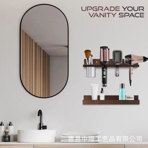 Organizador de secador de pelo de madera para montar en la pared, estante de madera maciza para herramientas de peinado con almacenamiento para uso en el baño del hogar - Product Image 4