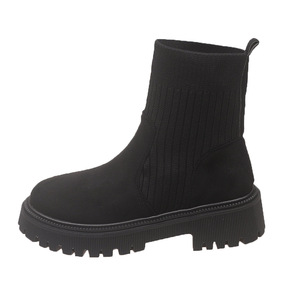 New Autumn/Winter Thick-Soled Rubber Sole Chelsea <b>Boots</b> for Women Stylish Comfortable Retro British Style Ankle <b>Boots</b> - Product Image 6