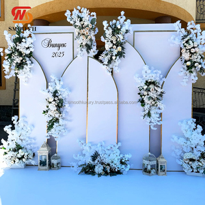 Suave forma geométrica acrílico boda soporte arco telón de fondo evento arco soporte a juego flor artificial telón de fondo - Product Image 1
