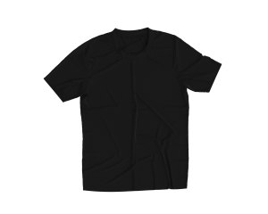Camiseta de algodón negra de manga corta con cuello redondo para hombre, corte regular, diseño liso, tejido de punto, dobladillo inferior teñido, logo, 320g, color sólido - Product Image 2