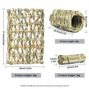 Jouet à mâcher rond comestible et écologique <span class=keywords><strong>en</strong></span> herbe de roseau pour <span class=keywords><strong>hamster</strong></span>, chinchilla, lapin, cobaye - Product Image 2