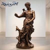 Sculpture d'ange en bronze, finition antique, taille réelle, figure féminine ailée, panier de fruits, art métallique, pour hall d'hôtel, fabrication sur mesure