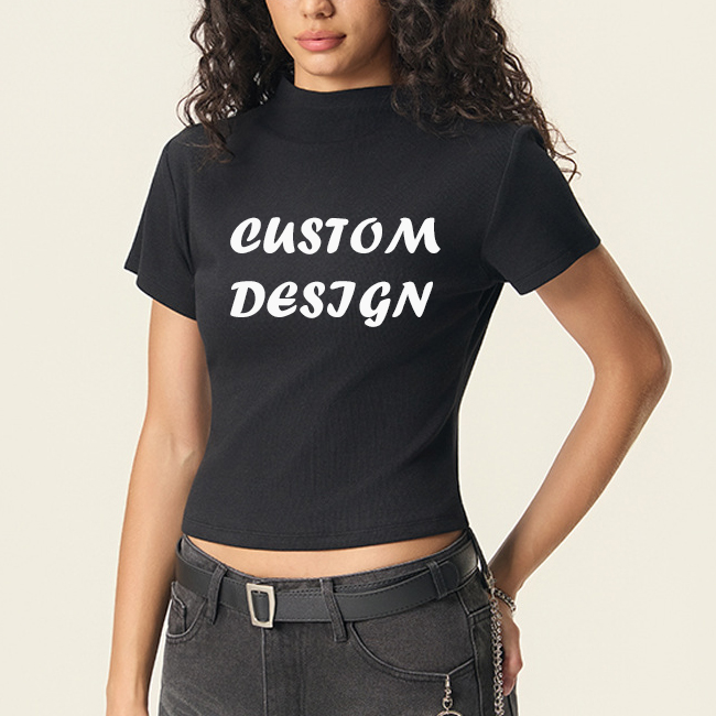 New 260g Cotton Viscose Hip Hop Hot Girl Style Women's Casual T-shirt O-Neck Custom Logo Short Sleeve Streetwear Crop Top