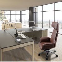 Chaise de bureau ergonomique de direction et de réception, pivotante et réglable en hauteur, avec accoudoirs, cadre en bois, revêtement en cuir, style nordique