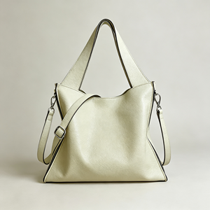 Cream Pebble Grain <b>Shoulder</b> Tote <b>Bag</b> Detachable Strap Side <b>Zip</b> Design <b>Large</b> Capacity Office Work Handbag - Product Image 3