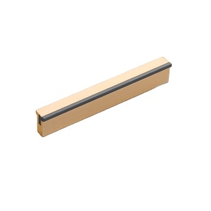 French-Style T-Shaped Concealed Door Handle Aluminum Alloy Gold+<b>Black</b> 96mm 128mm Easy Installation for Kitchen Living Room Hotel - Product Image 1