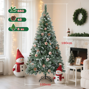 Aigostar lusso 180cm albero di natale bianco nevoso artificiale 650 rami frondosi 43 pigne naturali decorazioni natalizie in metallo - Product Image 5