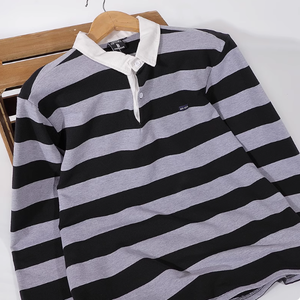 Marchio alla moda retrò stile College Jersey per la <span class=keywords><strong>Polo</strong></span> per i giovani grande motivo a righe a maniche lunghe primavera autunno lungo T-coppia T - Product Image 6