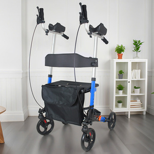 Pulse Health Four-Wheeled <b>Mobility</b> <b>Trolley</b> Blue Armrest Foldable Walking Aid For Seniors Grocery Shopping - Product Image 1