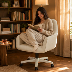 Chaise de bureau pivotante ergonomique moderne en cuir <span class=keywords><strong>Igrow</strong></span> avec dossier confortable et siège pour longues sessions assises, idéale pour la maison, la chambre ou un usage professionnel. - Product Image 2