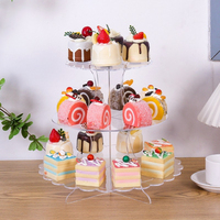 Vente en gros à 3 niveaux de présentoir en acrylique transparent pour cupcakes, gâteaux, desserts pour fêtes, anniversaires, baby showers