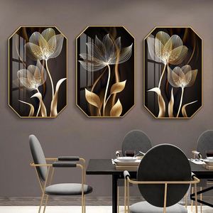 Tableaux décoratifs muraux imprimés de fleurs de formes irrégulières, vente en gros d'usine, dernières nouveautés, lot de 3 pièces, nature morte, pour la maison et l'hôtel - Product Image 5