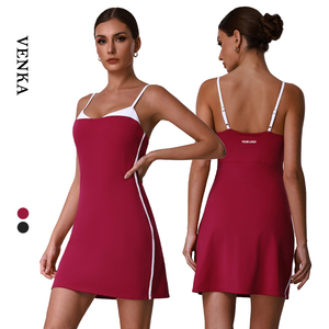 Vestido Deportivo Casual Transpirable para Mujer <span class=keywords><strong>Venka</strong></span>, de Secado Rápido, con Tirantes Finos Ajustables de Color en Contraste, con Relleno Antiexposición en el Pecho, para Yoga - Product Image 1