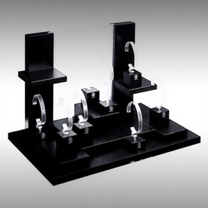 Support d'affichage de montres en acrylique pour comptoir avec anneaux en C et blocs cubiques - Organisateur de bijoux et de montres pour magasin de détail - Product Image 1