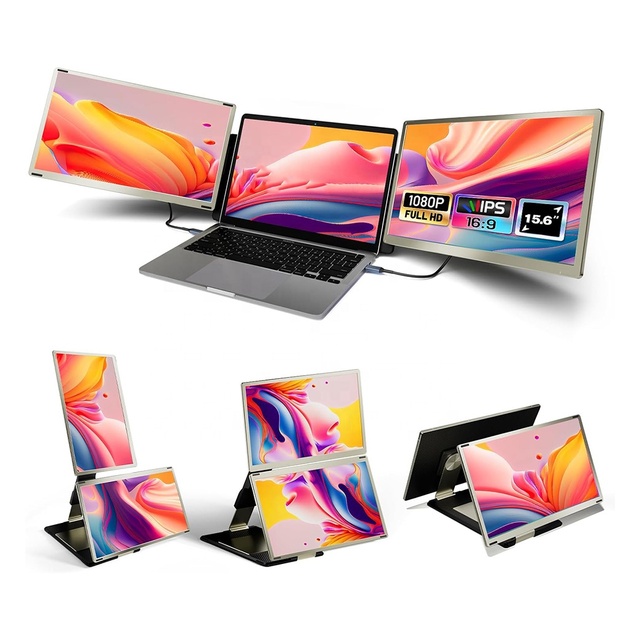 15.6" USB C IPS FHD Detachable Flexible Foldable Portable Dual Extra Monitors Laptop External Triple Display