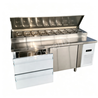 Table de préparation réfrigérée pour pizzas et sandwichs, comptoir commercial, réfrigérateur à salades, équipement de réfrigération pour salades - Vente directe usine