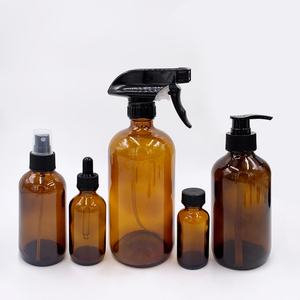 Bouteilles en verre Boston personnalisées 15ml-1000ml avec pulvérisateur à pompe, fond épais, ambré, pour usage cosmétique - Product Image 3