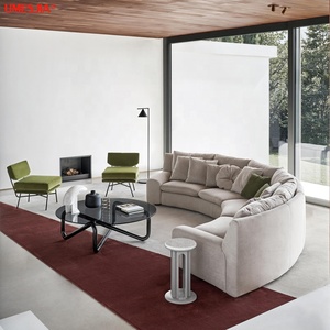 Sofá de sala de estar de tela de ocio italiano, moderno, semicircular, combinación de sofá seccional Ben - Product Image 3