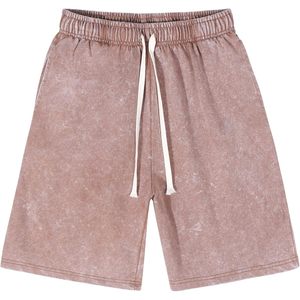 Shorts de sport en coton pour femme FOXA, taille élastique avec cordon de serrage, coupe ample, style vintage délavé à l'acide - Product Image 1