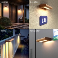 Lampe murale solaire minimaliste en bois massif naturel, rechargeable Type-C, double détection, pour couloir, chambre, placard
