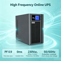 Alimentation électrique industrielle à haute fréquence, UPS en ligne 1KVA, type double conversion, 230V 50Hz, batterie intégrée 12V 7AH 9AH
