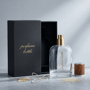 Flacons de parfum ovales ronds en verre avec bouchon en bois naturel et garniture argentée, vente en gros, flacons de parfum vides avec boîte, flacons de parfum de qualité - Product Image 4