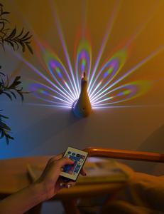 LED Projected <strong>Peacock</strong> Night <strong>Light</strong> Creative Bedside Lighting with Remote Control Hanging Wall Lamps Colorful Atmosphere <strong>Light</strong> - Product Image 6