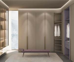 SANTOPOVA Glass Door Modular <b>Wardrobe</b> with Built-in Lighting and Open Shelf <b>Storage</b> Design - Product Image 6