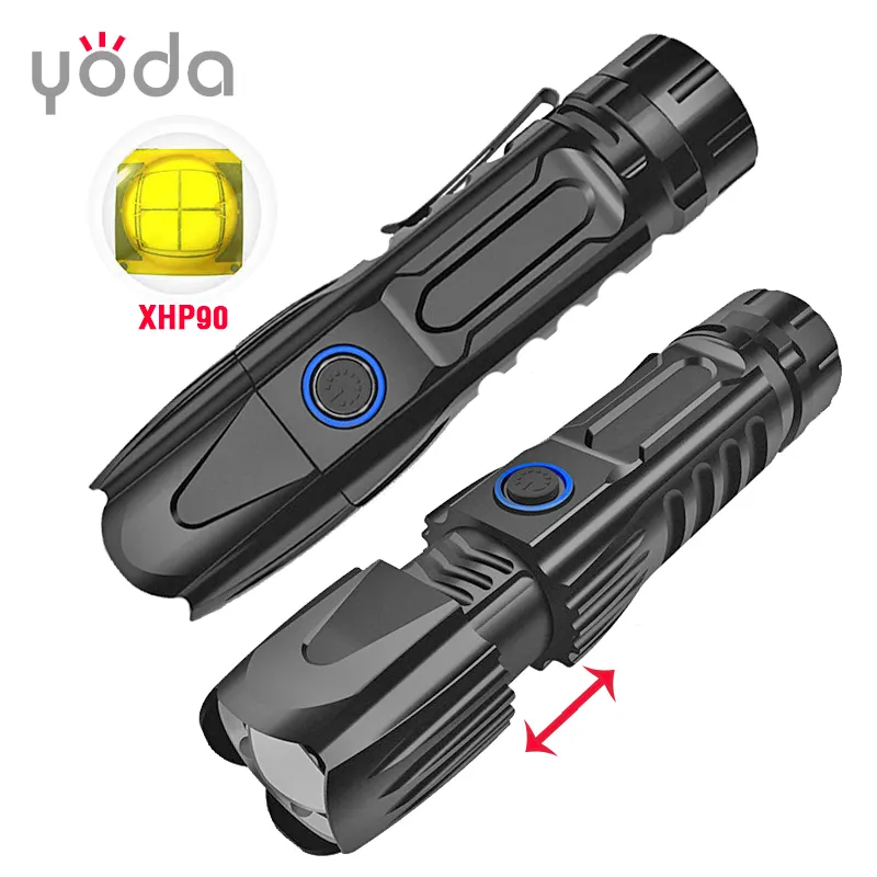 26650 battery aluminum alloy 30w zoom adjustable portable new high power xhp90 led flashlight