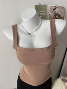 <span class=keywords><strong>Top</strong></span> de <span class=keywords><strong>Tirantes</strong></span> Personalizado Estilo Sexy <span class=keywords><strong>con</strong></span> Cuello Cuadrado para Mujer, Chaleco sin Mangas de Color Liso Ajustado para Otoño - Product Image 4