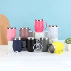 Vaso de Vino de Acero Inoxidable de Doble Pared con Recubrimiento en Polvo, Forma de Huevo, 12 oz, para Leche, Café, Bebidas, con Asa, en Oferta - Product Image 4