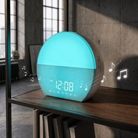 Réveil numérique intelligent Smart Sunrise pour bureau, avec lumière de réveil et machine à bruit blanc pour le sommeil, personnalisable OEM ODM