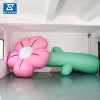 Modèle de fleur gonflable géante rose personnalisée pour la publicité et la décoration d'activités dans les espaces scéniques extérieurs