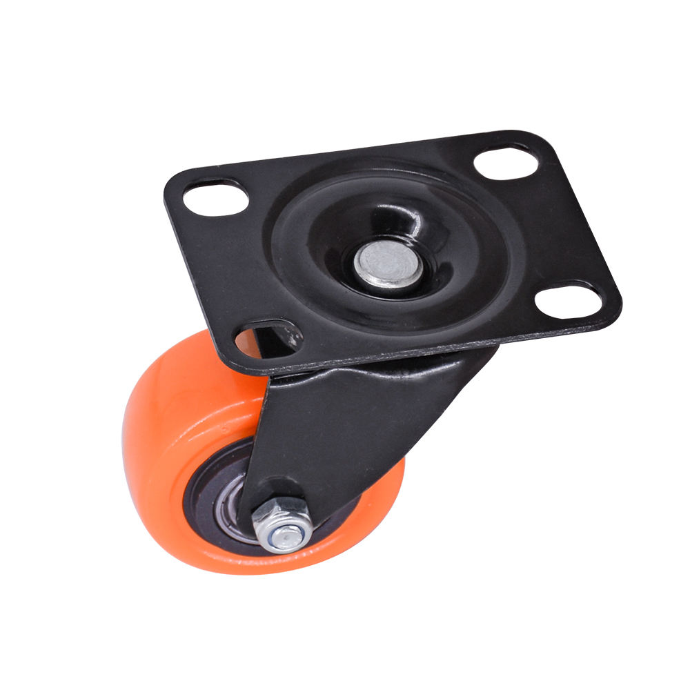 Electrophoretic Orange Light Duty Swivel Caster Wheels PVC 2 Inch Silent Wheel