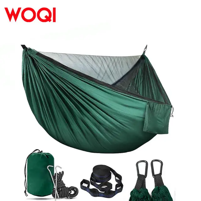 Woqi Outdoor Reizen Draagbare Camping Nylon Hangmat Parachute Hangmat Met Muskietennetten