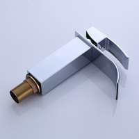 Robinet de lavabo cascade Koen de luxe à trou unique, en laiton chromé, monocommande, avec mitigeur à débit contrôlé et cartouche céramique durable, eau chaude