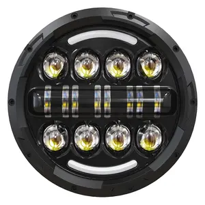 LED Headlight for Jeep Wrangler 7" 75W Round LED Headlamp with DRL High Low Beam for Jeep Wrangler JK TJ LJ Motorcycle with H4