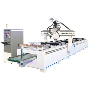 Competitive Price Saw Head 9kW ATC Air Cooling Spindle PTP Table CNC Router Nesting Machine With Servo Motor Driver For Sale