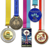 Conception 2D/3D de votre propre logo sportif en métal, médaille personnalisée en alliage de zinc plaqué or pour marathon avec ruban