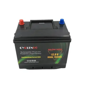 Alta segurança 12 volt auto 12 v 60ah lifepo4 bateria de iões de Lítio bateria de carro bateria de arranque do carro