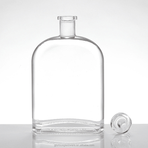 Bouteille à liqueur en cristal sans plomb haut de gamme, ovale plate avec bouchon en liège, pour spiritueux, whisky, vodka, tequila, brandy, <span class=keywords><strong>XO</strong></span> - Product Image 2