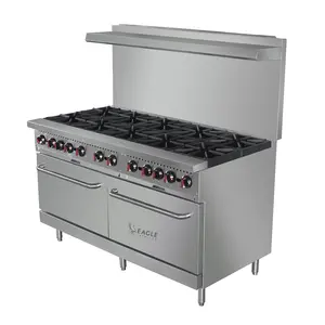 Eagle 60\" Commercial Gas Ran Stove American Type 10 Burners with Double Oven ETL Approved Kitchen Machines for Restaurants