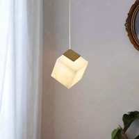 Lampadario Moderno a LED in Marmo Naturale di Alta Qualità, Lampada a Sospensione Quadrata Dorata per Camera da Letto e Negozio di Abbigliamento